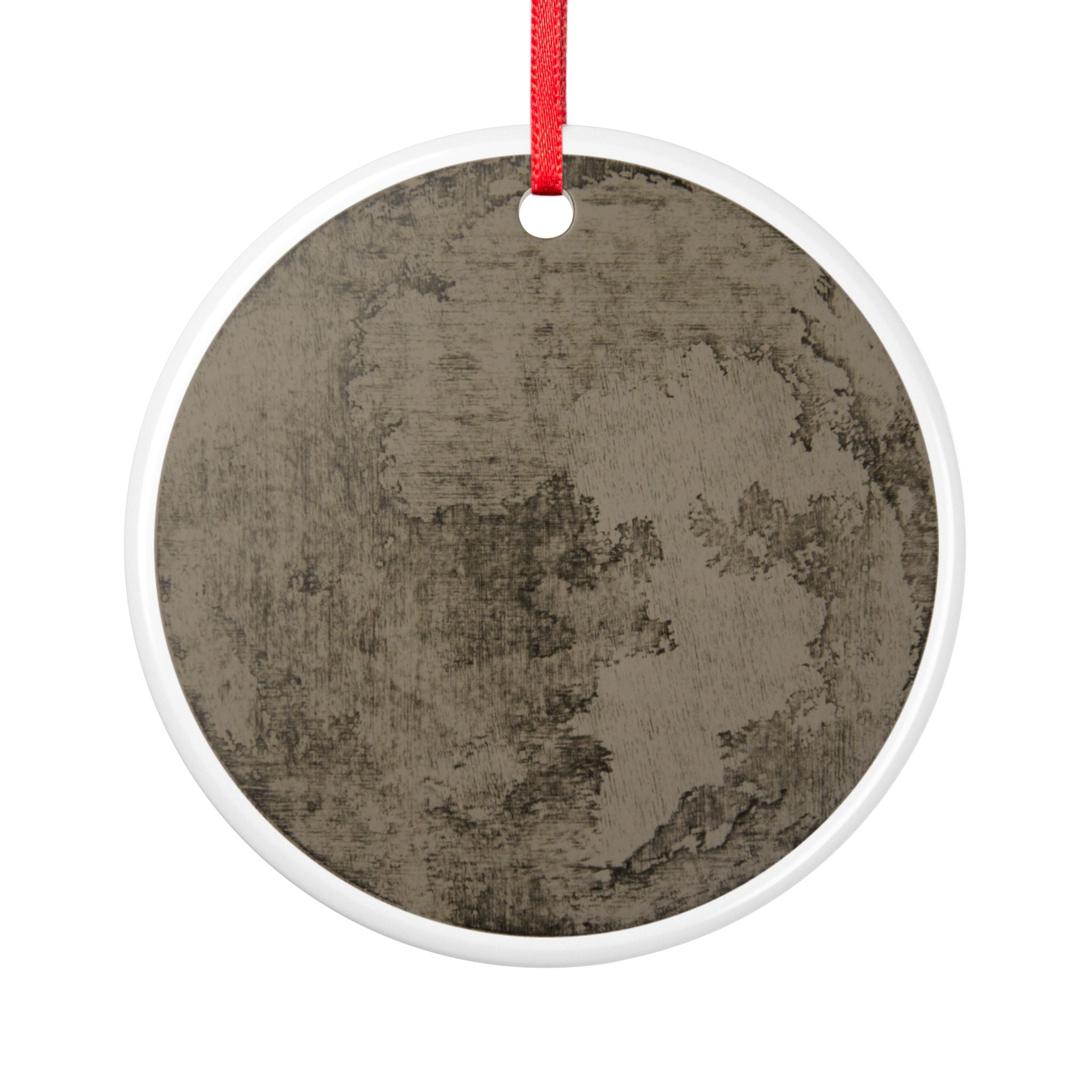 Vintage Grunge Ceramic Ornament — Rustic Brown Two-Sided Holiday Decor