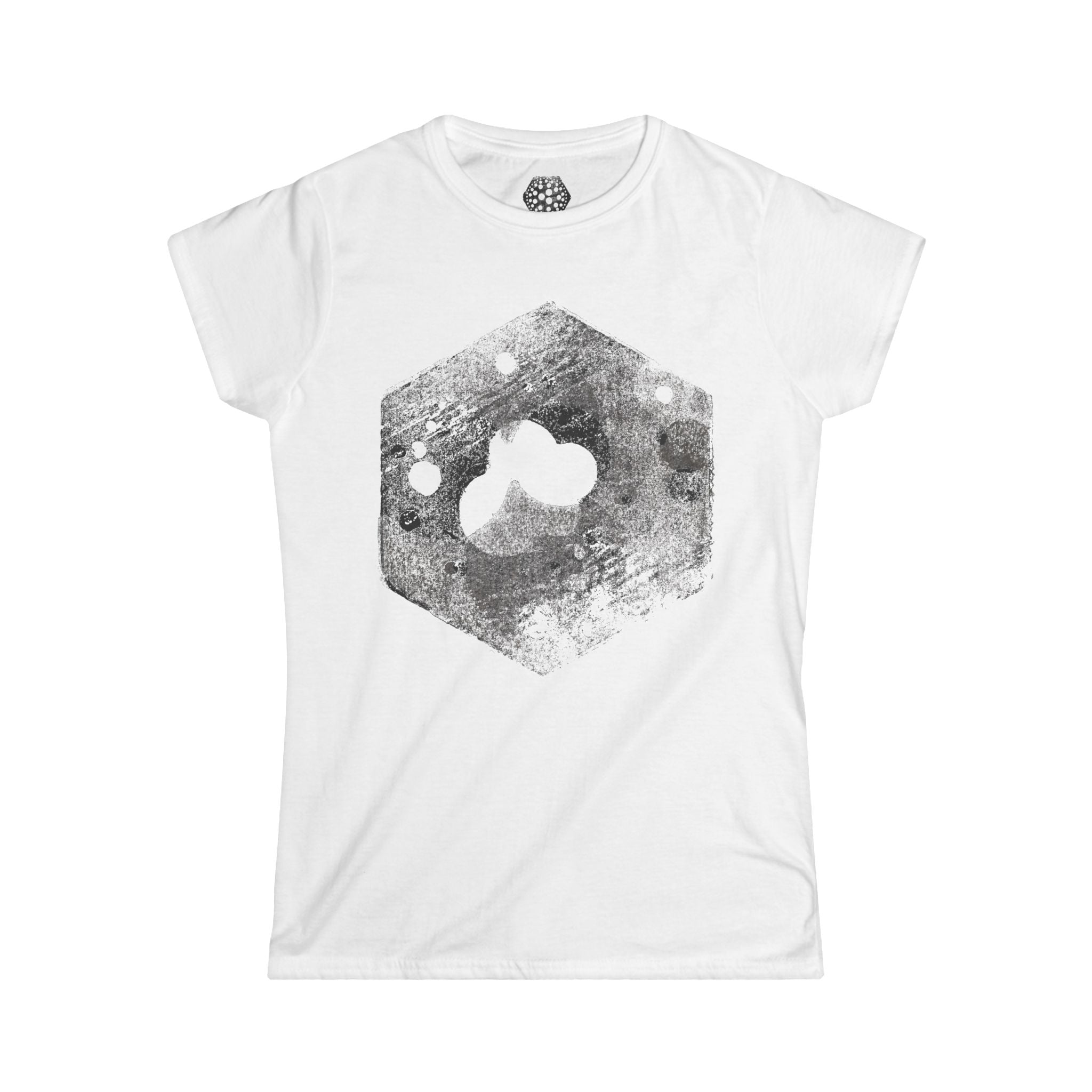 Damesshirt — Shirt met een verweerde zeshoekige wolkenprint 