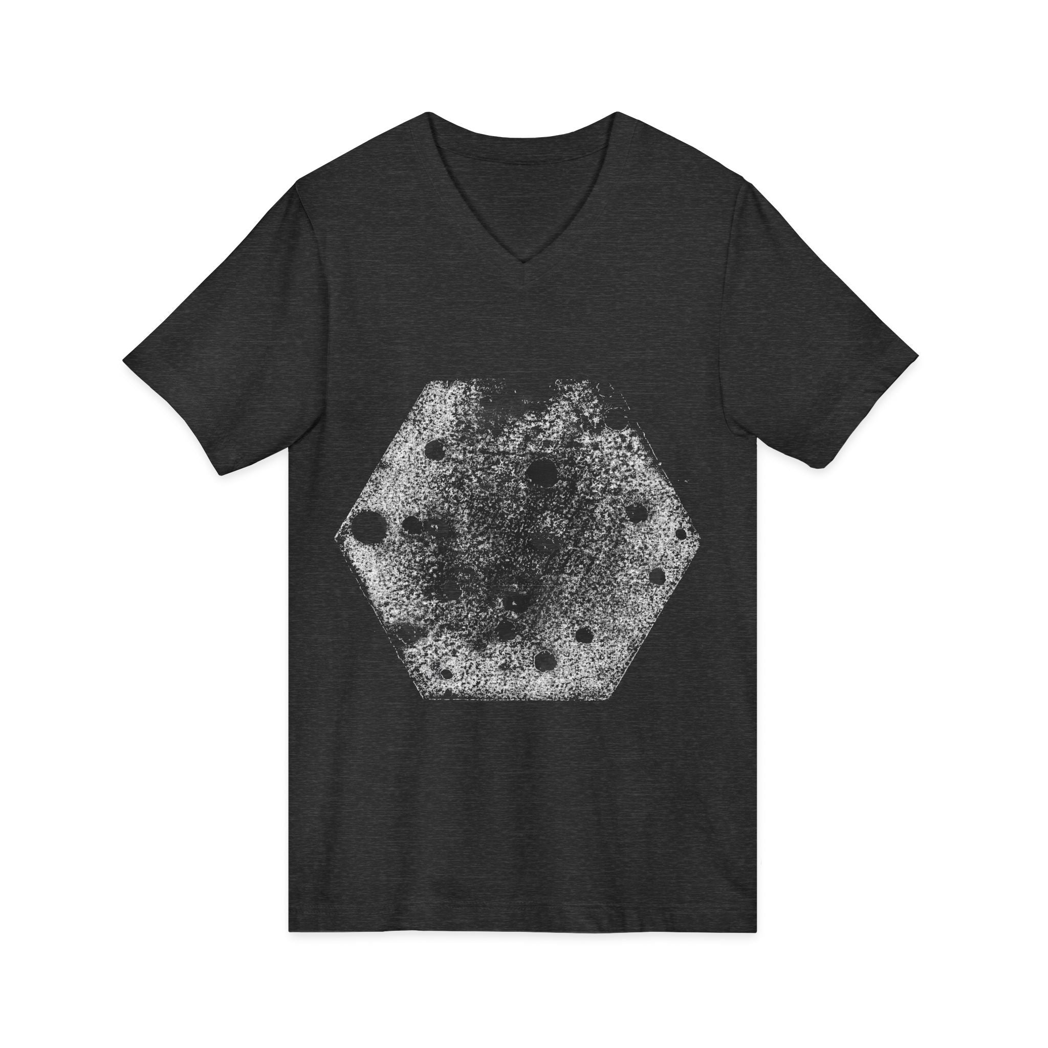 Hex Moon Graphic Tee Design Hex28 — Distressed Space Cheese Vintage Astronomy V-Neck T-Shirt