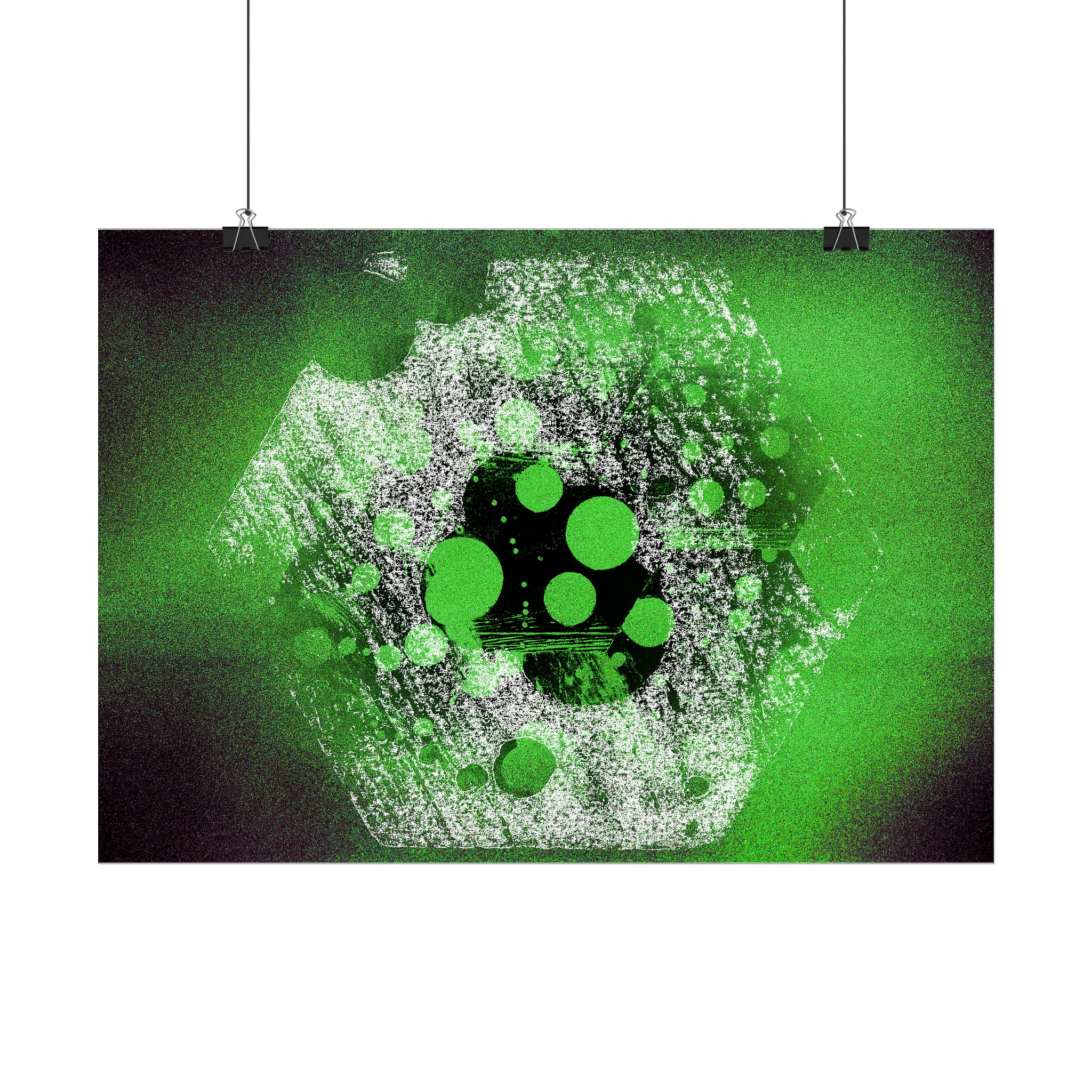 Abstract Neon Green Geometric Poster — Modern Sci‑Fi Wall Art