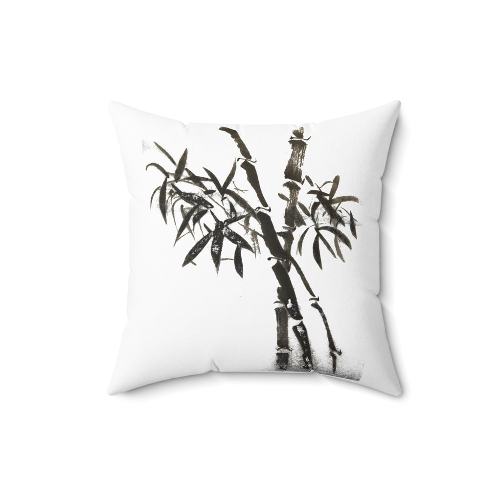Decoratief sierkussen met bamboe-inktkunst - Minimalistisch Aziatisch Zen-sierkussen 