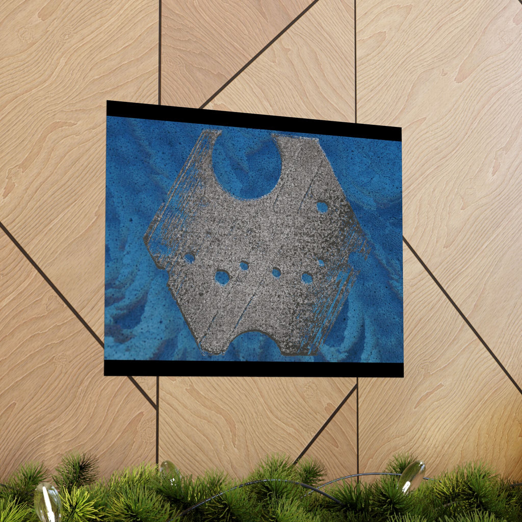 Abstract Blue Texture with Metallic Geometric Shape Poster