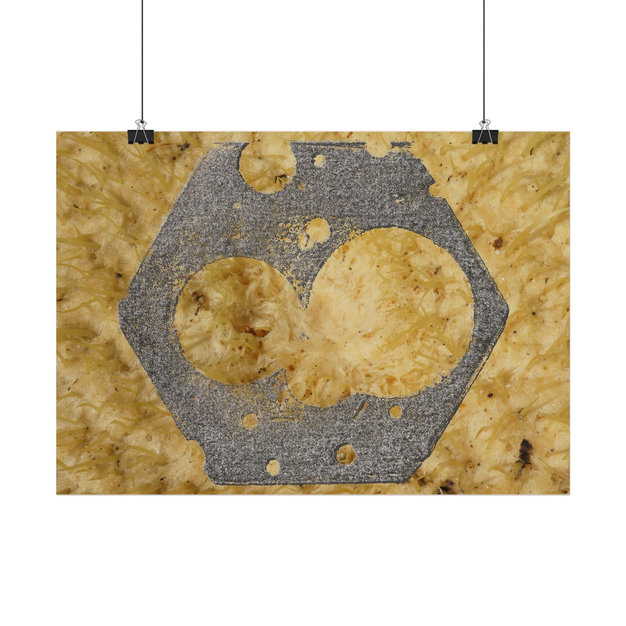 Zeskantmoer Macro Poster | Horizontale poster met industriële textuur 